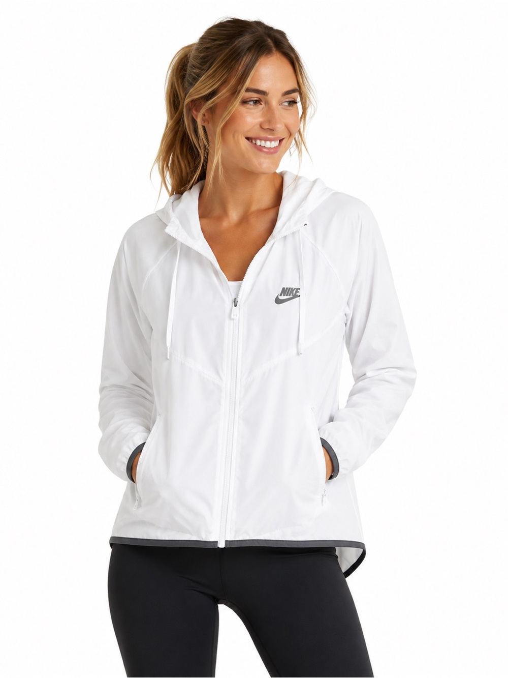 Nike Windrunner White Hooded Lightweight Full Zip Jacket XS